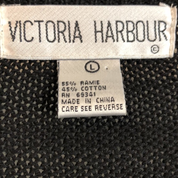 VTG Victoria Harbour Sweater Sz L Black Ramie Bejeweled Beads Crew Neck Goth - Picture 7 of 9